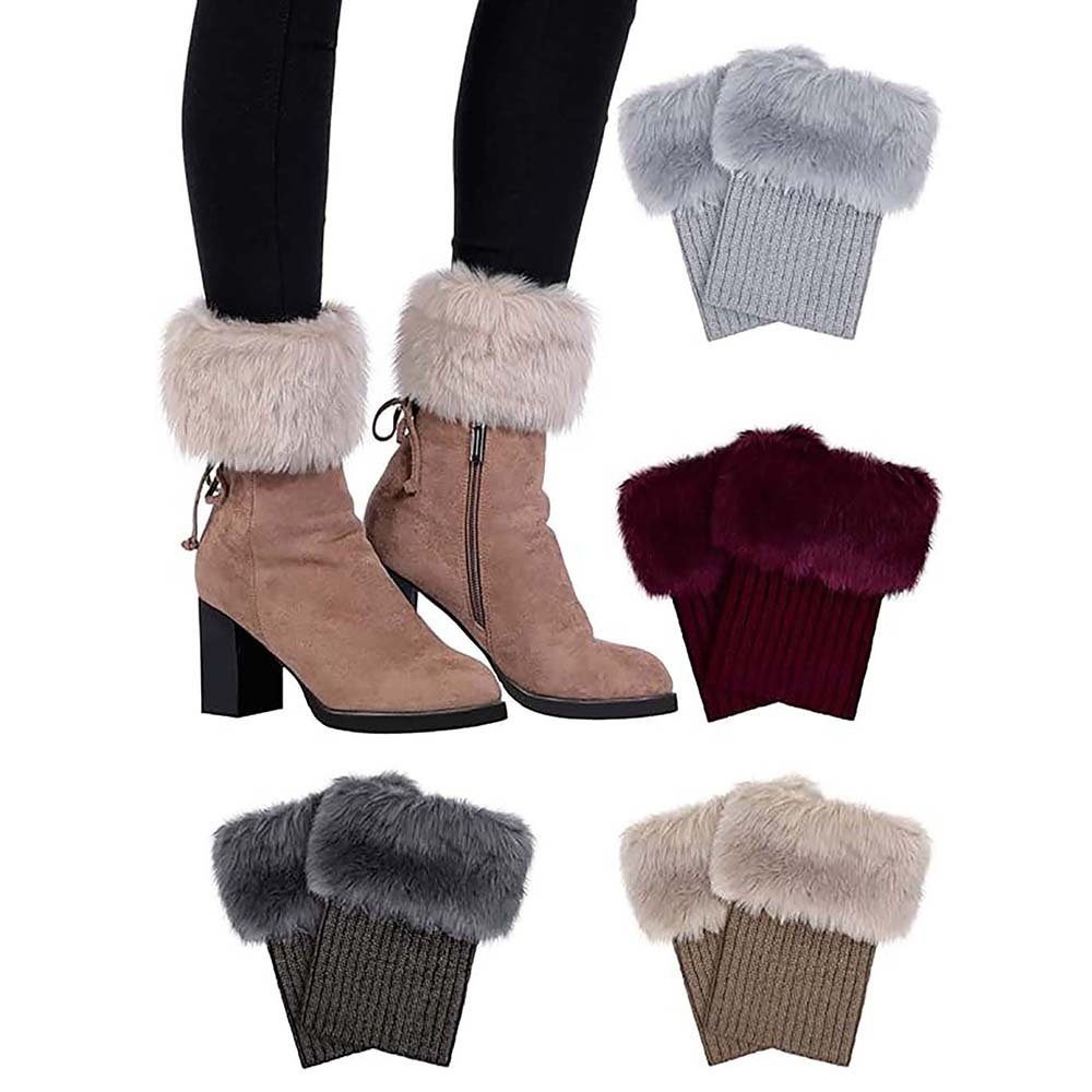 DRSEON Beinstulpen 4 Paar Damen Gestrickte Kunstpelz Stulpen Socken (4-St)