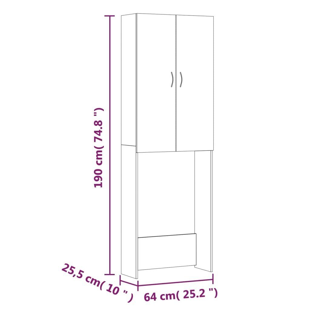 vidaXL Waschmaschinenumbauschrank Waschmaschinenschrank Räuchereiche 64x25,5x190 cm