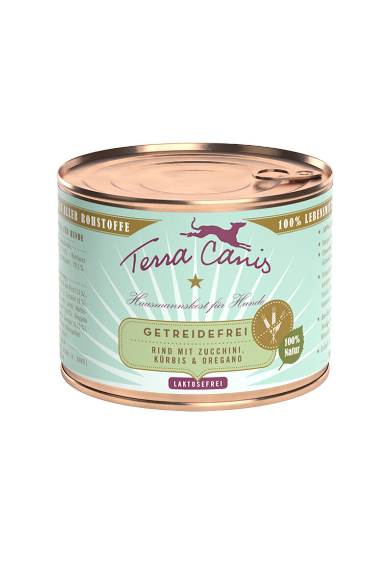 Terra Canis Hundenassfutter Terra Canis Getreidefrei Adult 12x200g Rind mit Zucchini, Kürbis & Oregano