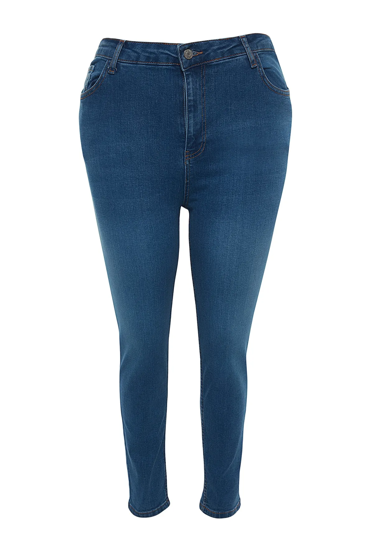 Trendyol Curve  Blaue, hoch taillierte, dehnbare Röhrenjeans TBBSS22JE0040