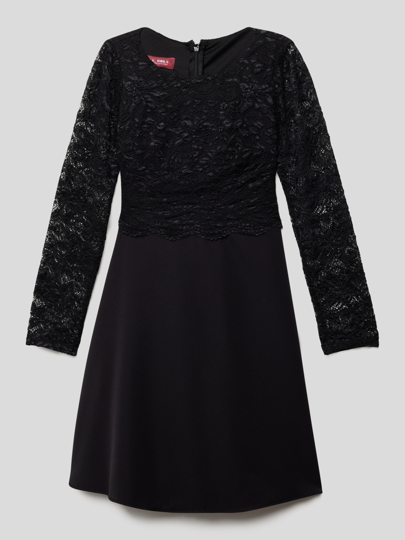 Kleid mit floraler Spitze in schwarz