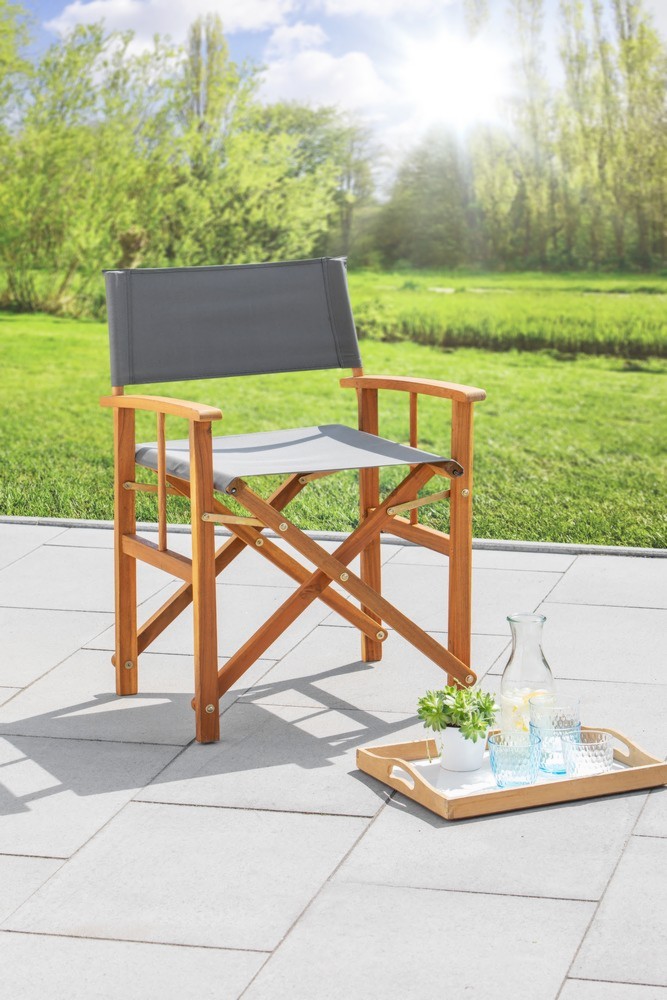 HC Home & Living Regiestuhl aus Eukalyptusholz - Grau