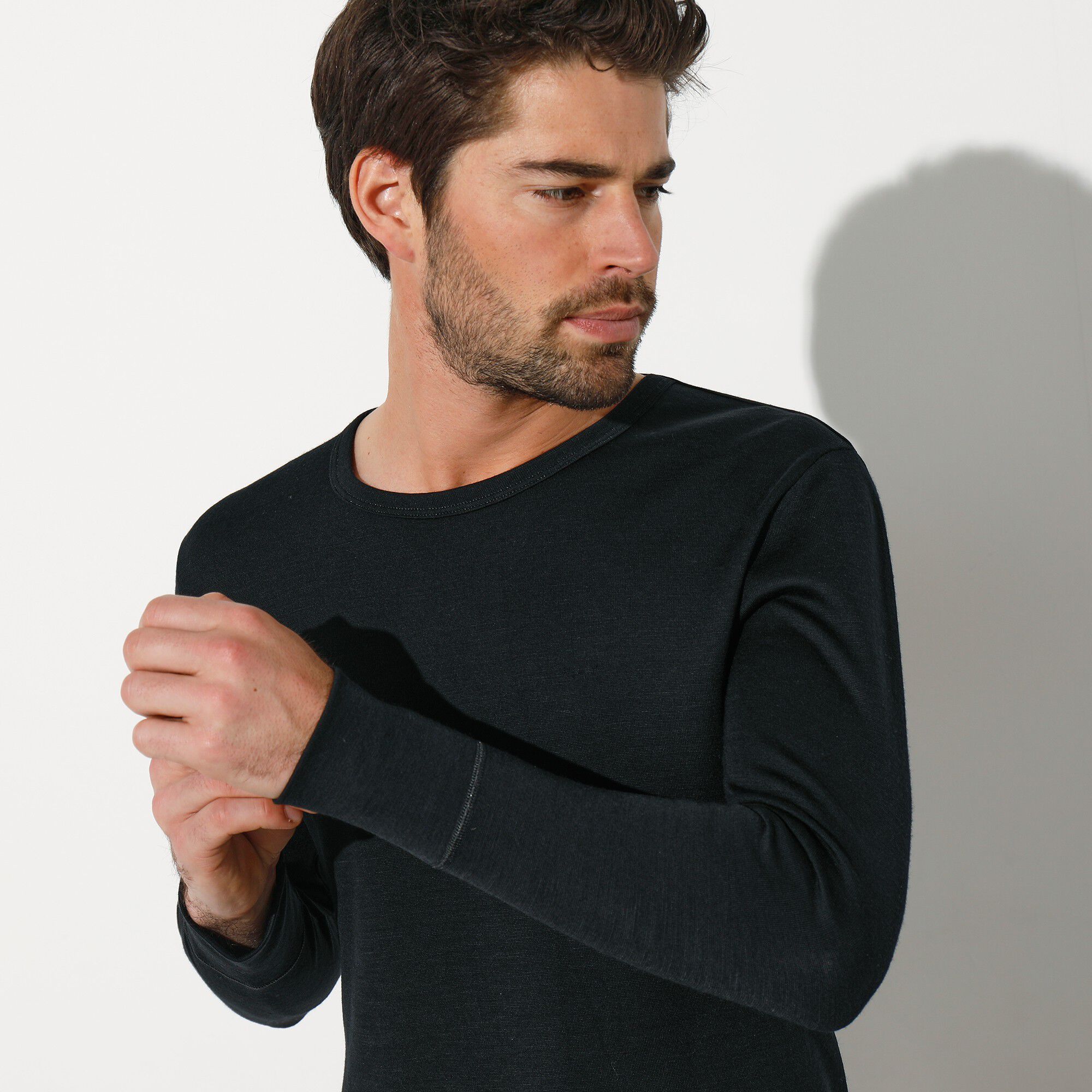 T-shirt col rond tricot double face ligne chaude