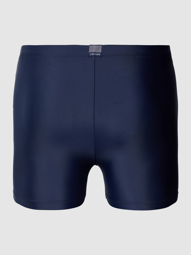 PLUS SIZE Badehose mit Label-Print Modell 'ATLANTA' in dunkelblau