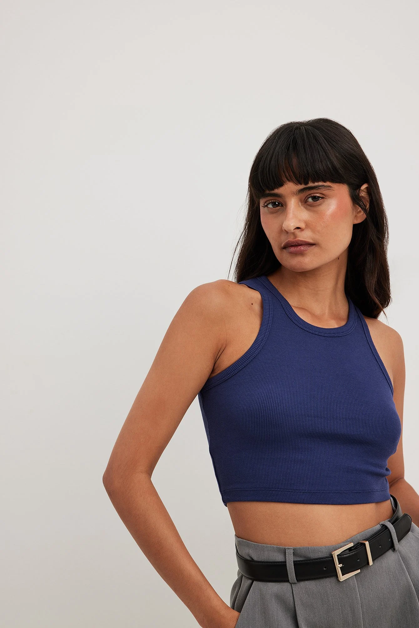 Geripptes cropped Tanktop