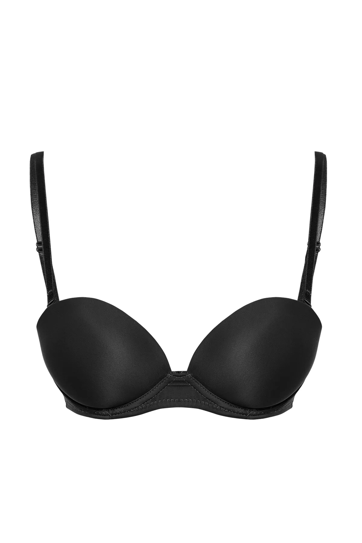 Trendyol Collection  Schwarzer T-Shirt-BH mit extra Push-Up-Effekt und String-Trägern, Strick-BH THMAW21SU0058