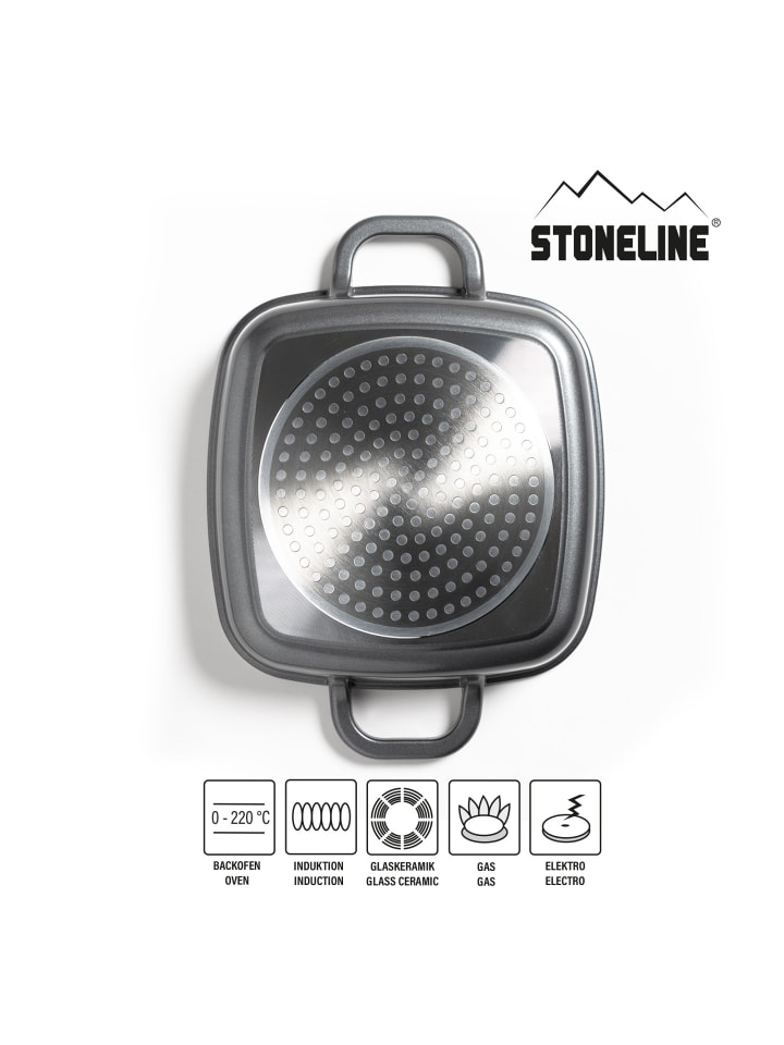 Stoneline Servierpfanne Eckig 20 cm | mit Deckel in Anthrazit günstig kaufen onesize
