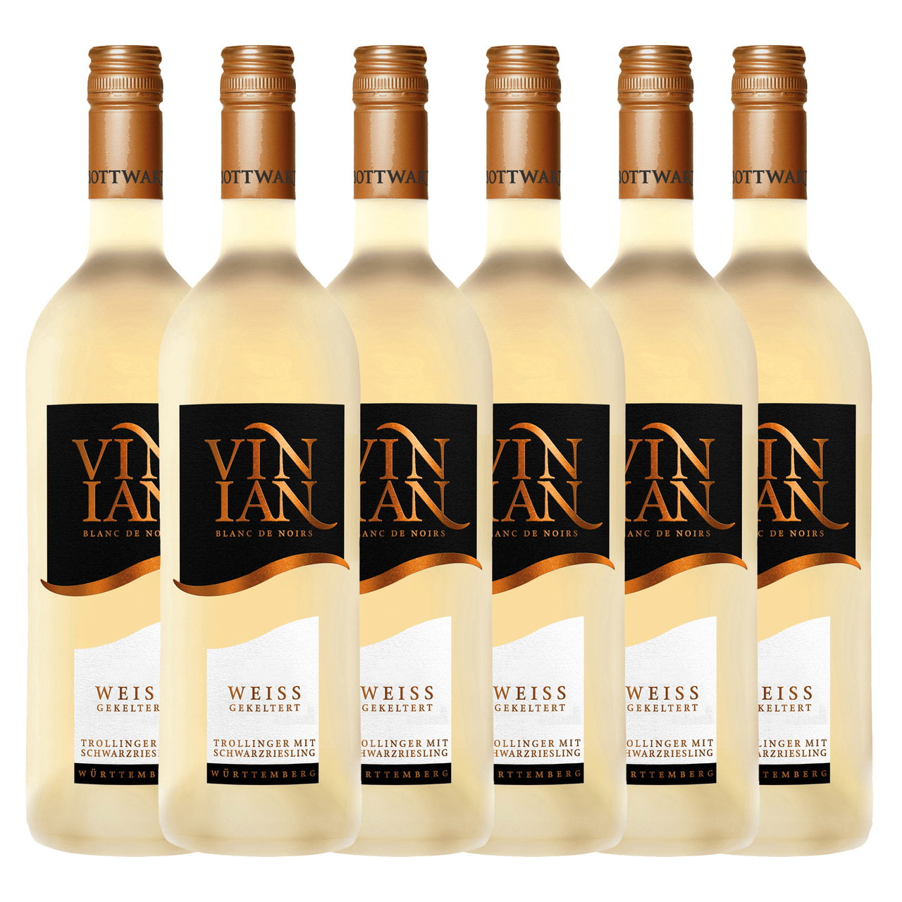 Württembergische WZG Großbottwarer Vinian Trollinger mit Schwarzriesling Blanc De Noirs 0,75L 6er Karton