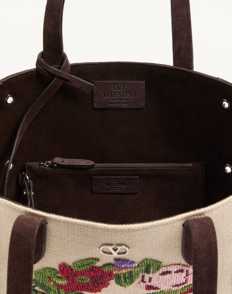 Bolsa de compras média bordada Valentino Garavani Nellcôte