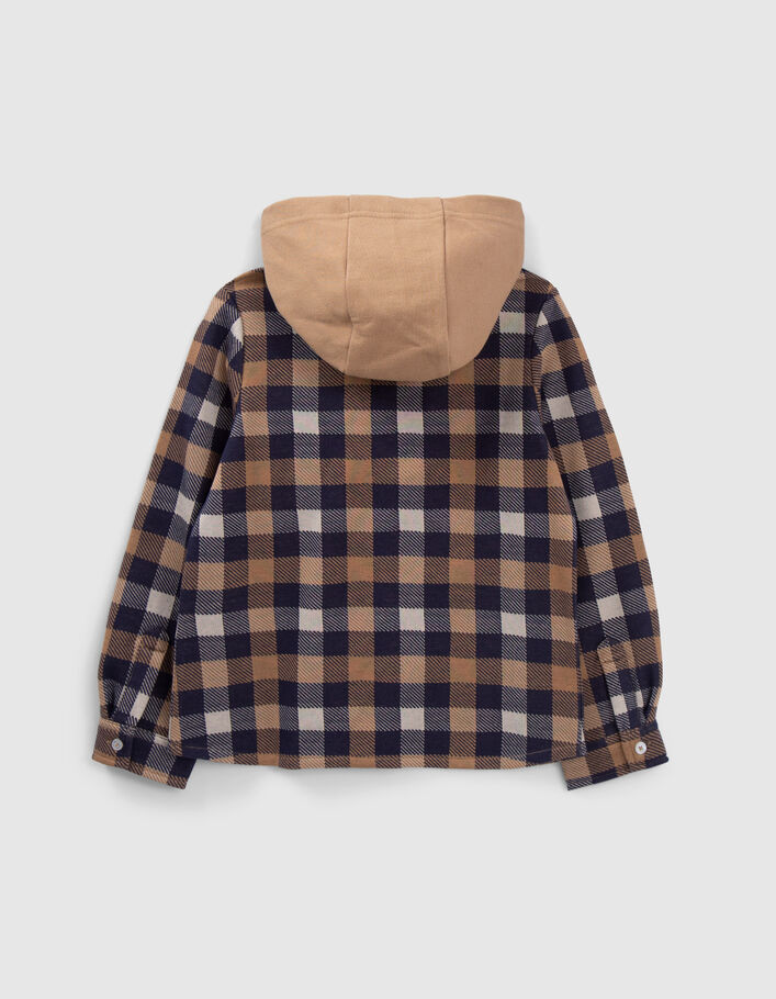 Chemise camel à carreaux capuche amovible garçon