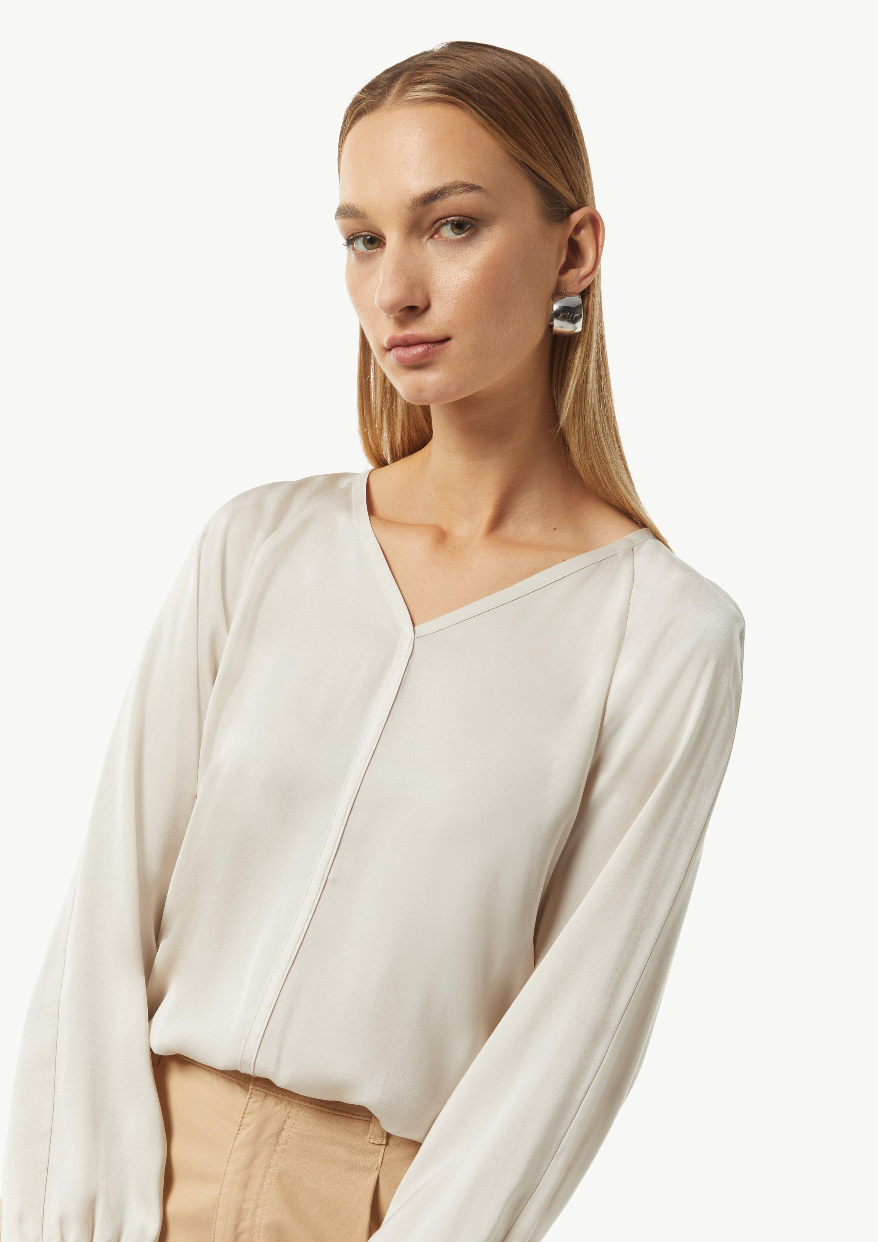 Raglan Bluse mit V-Ausschnitt - helles beige