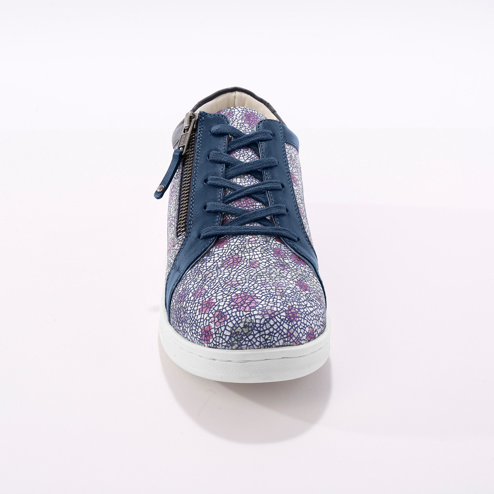 Tennis zippées imprimées en cuir