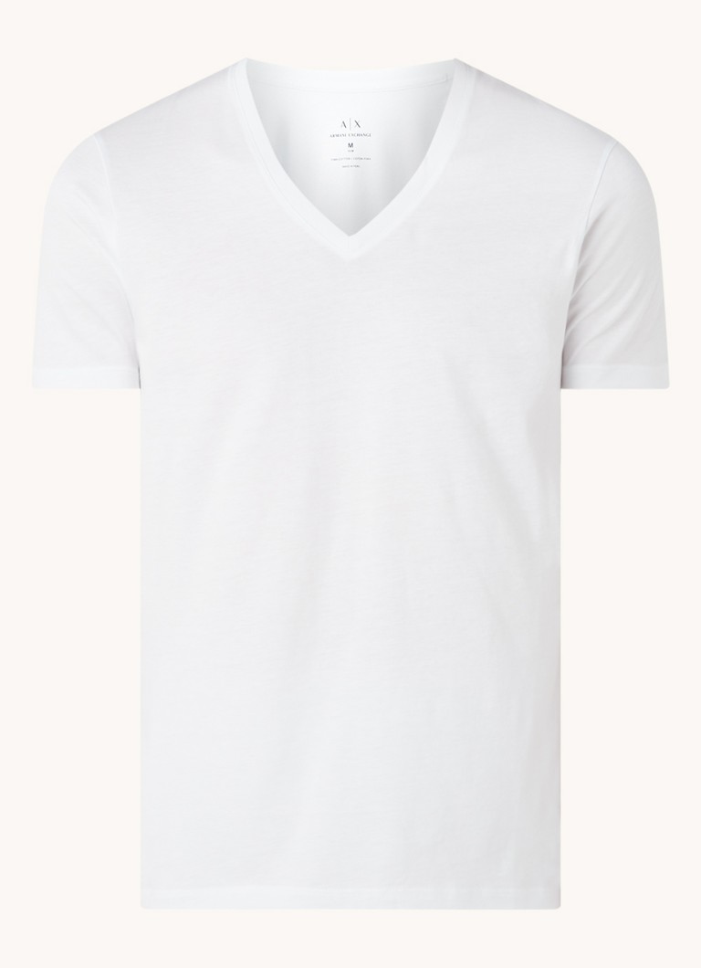 Tricou Armani Exchange Pima din bumbac cu guler în V