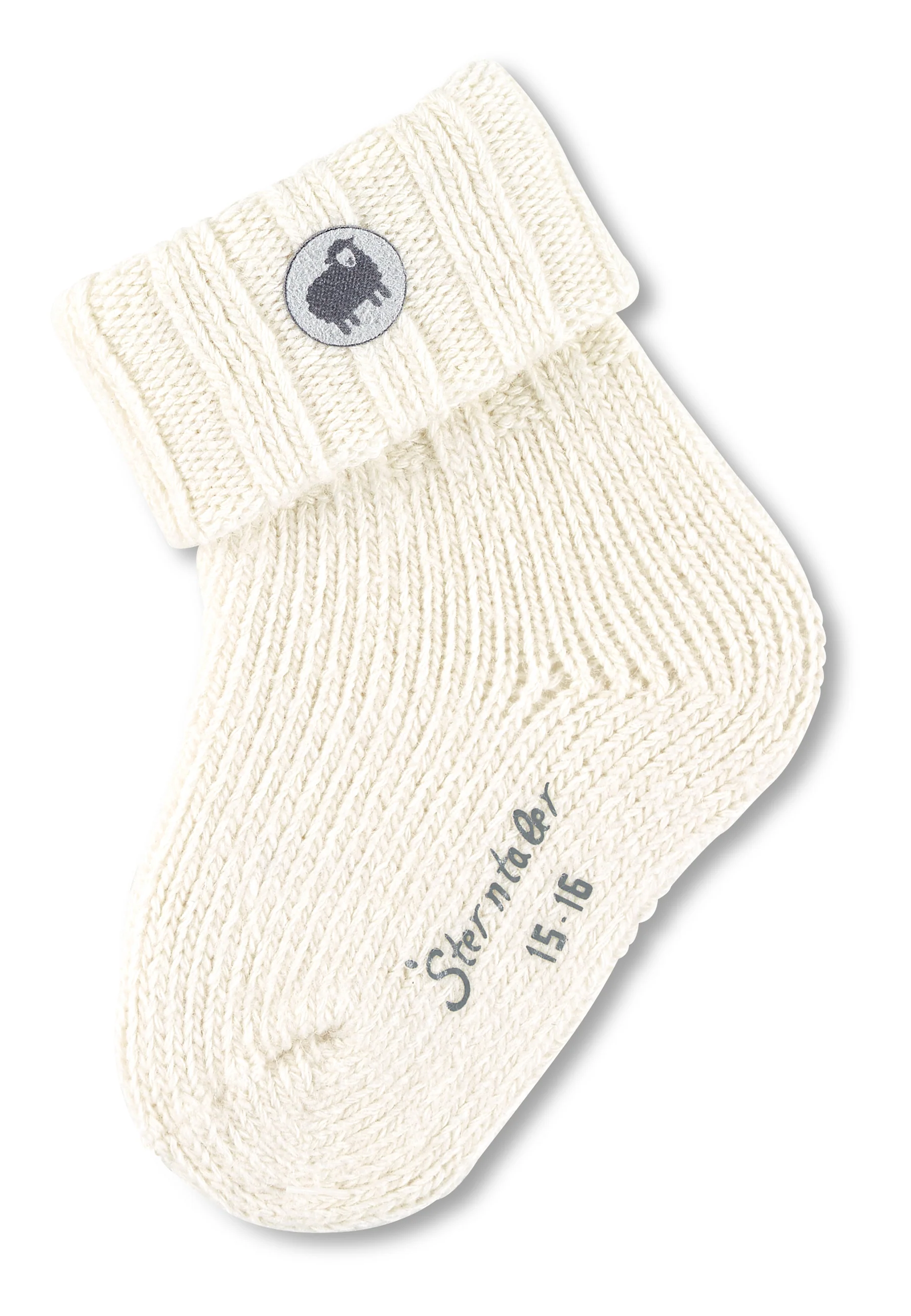 Babysocken uni, mit Wolle und Applikation Schaf