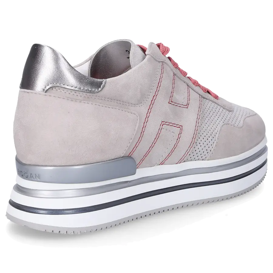 Hogan - Sneaker low H483 Veloursleder Logo silber - grau