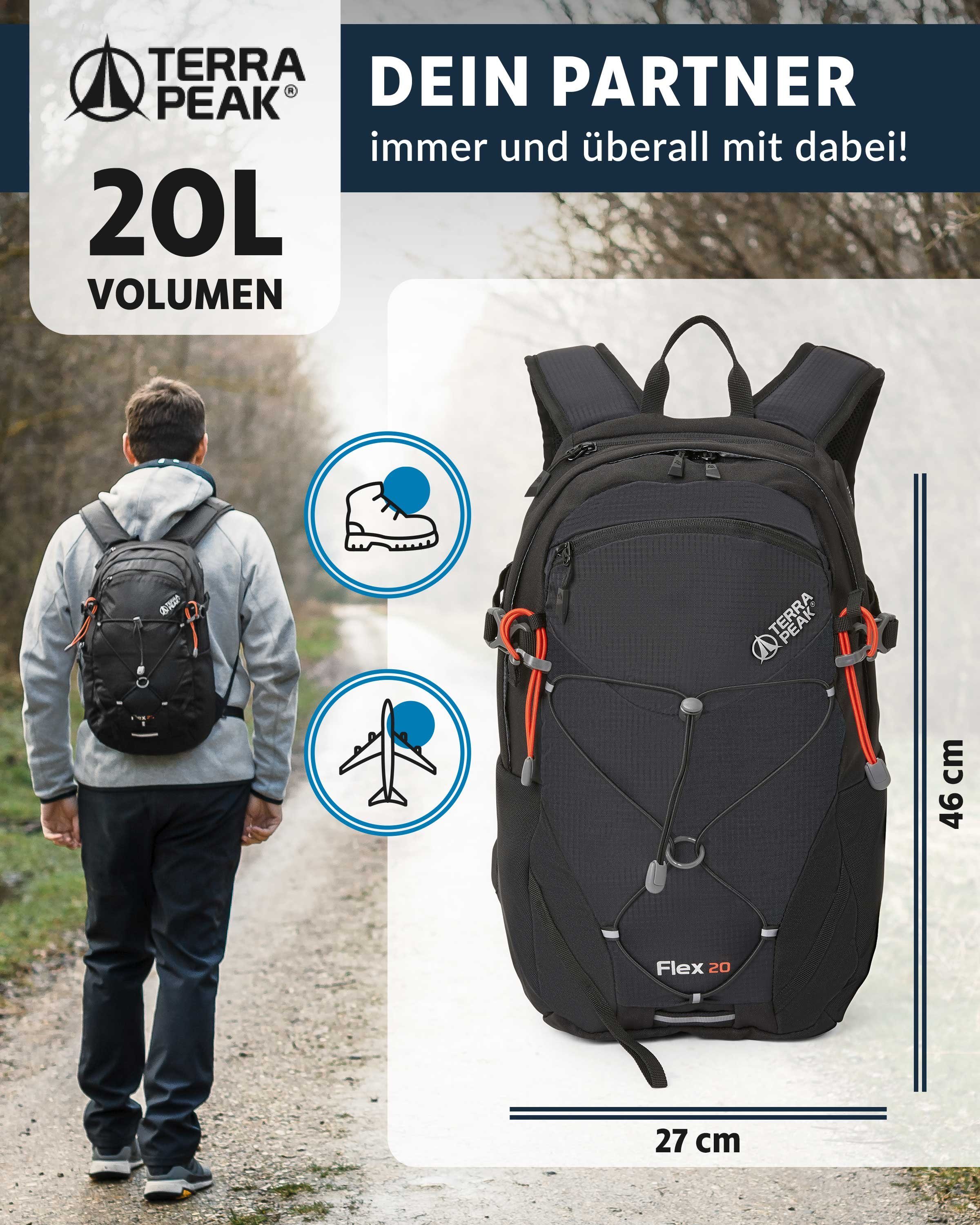 Terra Peak Wanderrucksack Flex 20, 20L klein mit YKK Reißverschluss Trekkingrucksack mit Hüftgurt