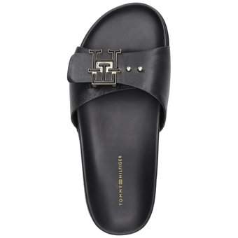 Tommy Hilfiger TH Hardware Leather Flat Sanda in schwarz