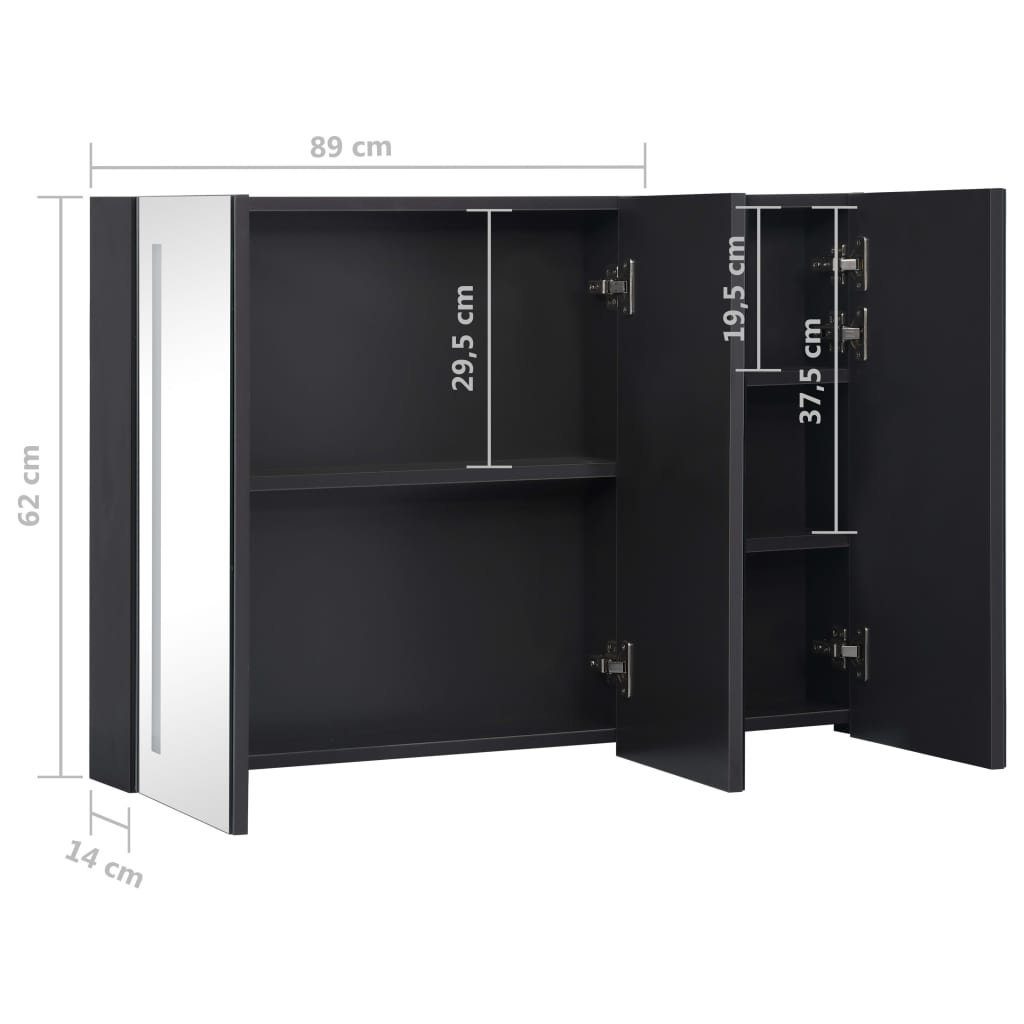 vidaXL Badezimmerspiegelschrank LED-Spiegelschrank fürs Bad 89x14x62 cm