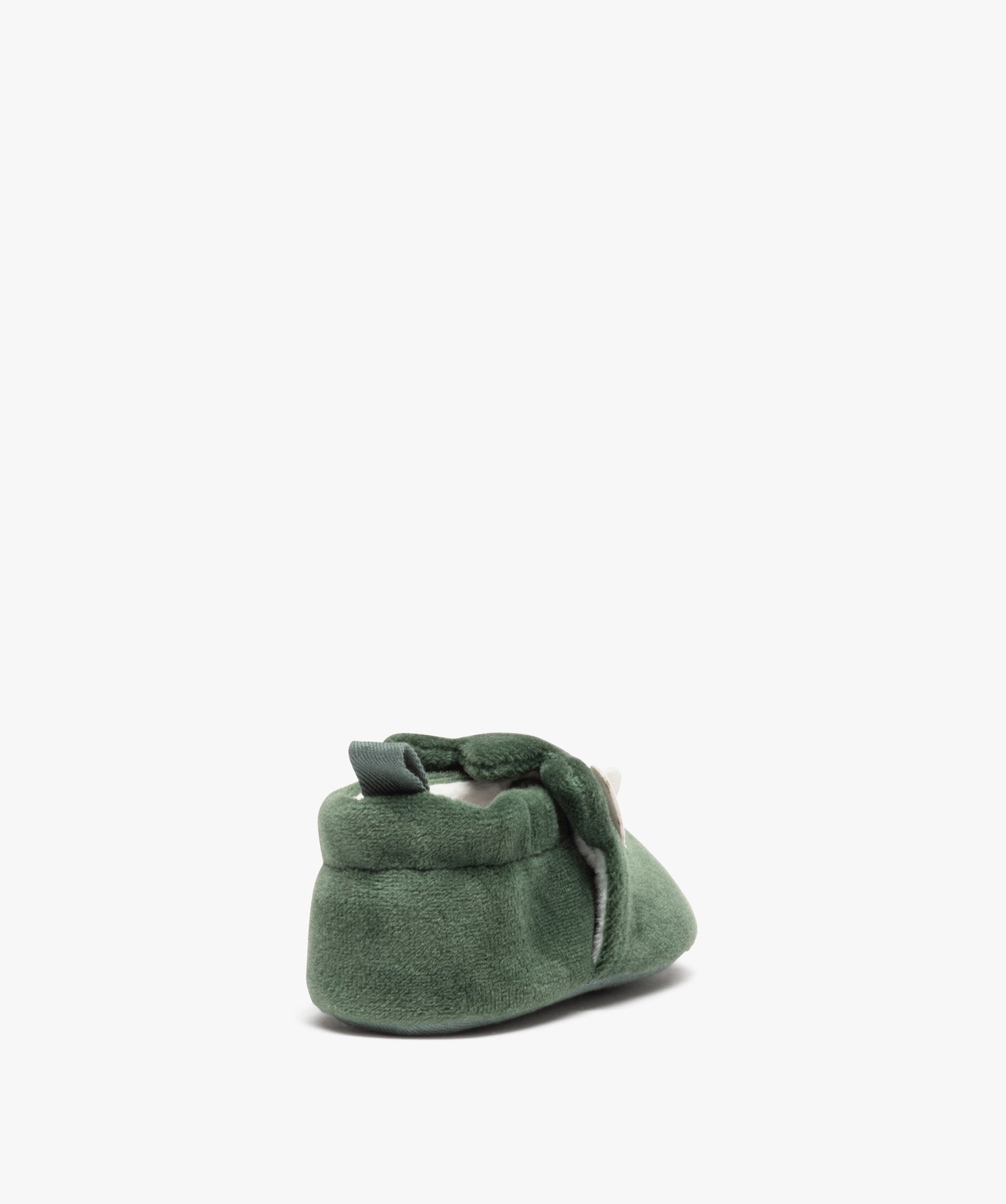 Chaussons de naissance en velours avec détails rhinocéros vert | GEMO