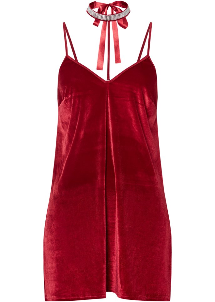 Samtkleid mit abnehmbarem Glitzerchoker (2-tlg. Set)