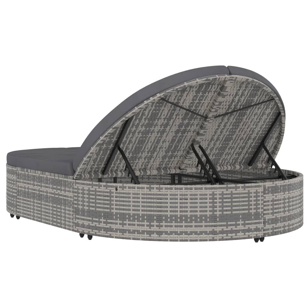 Merax Loungebett, 2 Teile, aus Polyrattan, Gartenliege, Sonnenlige inkl. Auflage, verstellbare Rücklehne