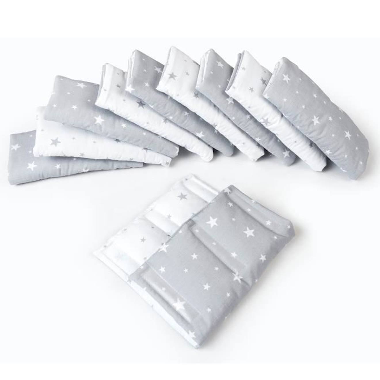 Tour de lit modulable et réversible, STELLA Gris / Blanc Pour lit bébé de 60x120 ou 70x140 cm blanc