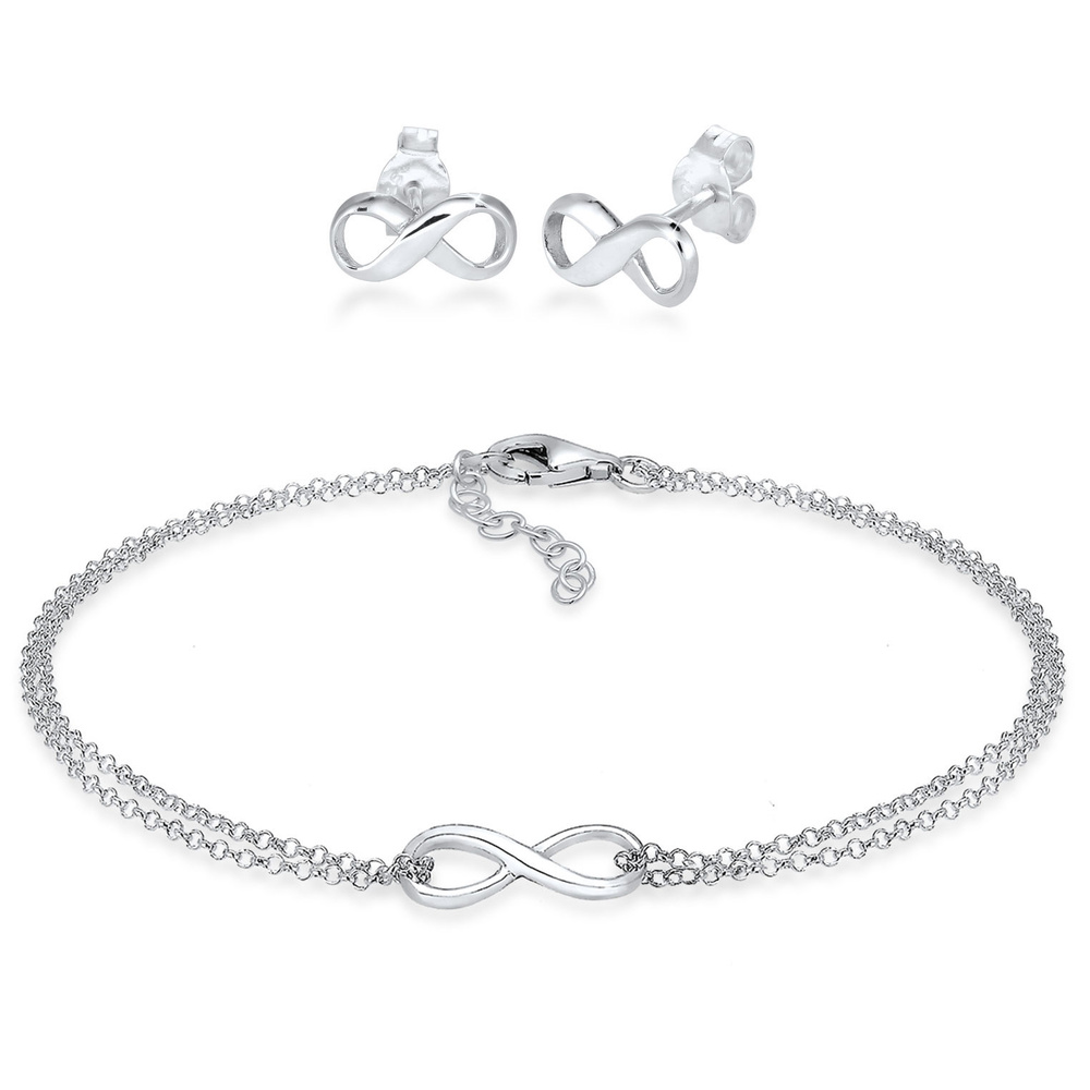 Elli Elli Ensemble de Bijoux Femmes symbole de l'infini clous d'oreilles bande set rég Bijoux