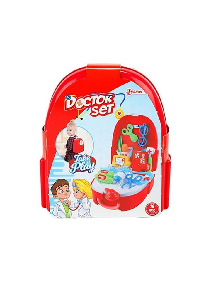Toi-Toys Doktor-Set mit viel Zubehör im Rucksack 20-teilig in rot günstig kaufen onesize
