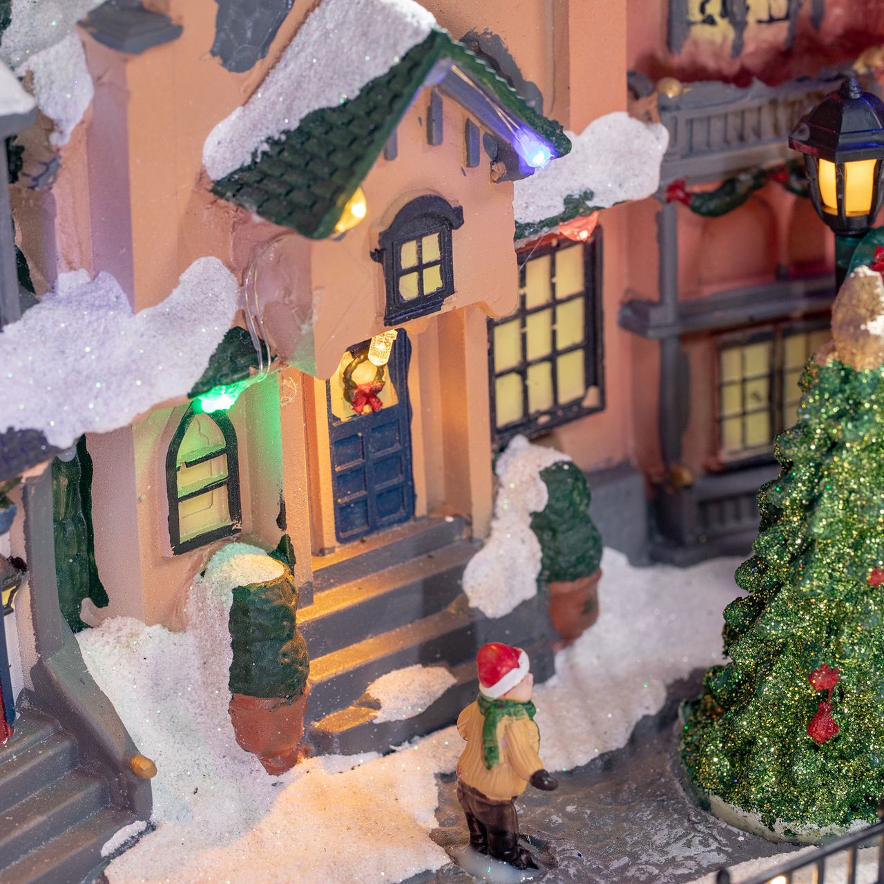HOMCOM Weihnachtsdorf Weihnachtsdeko mit LED Winterlandschaft Tischdeko