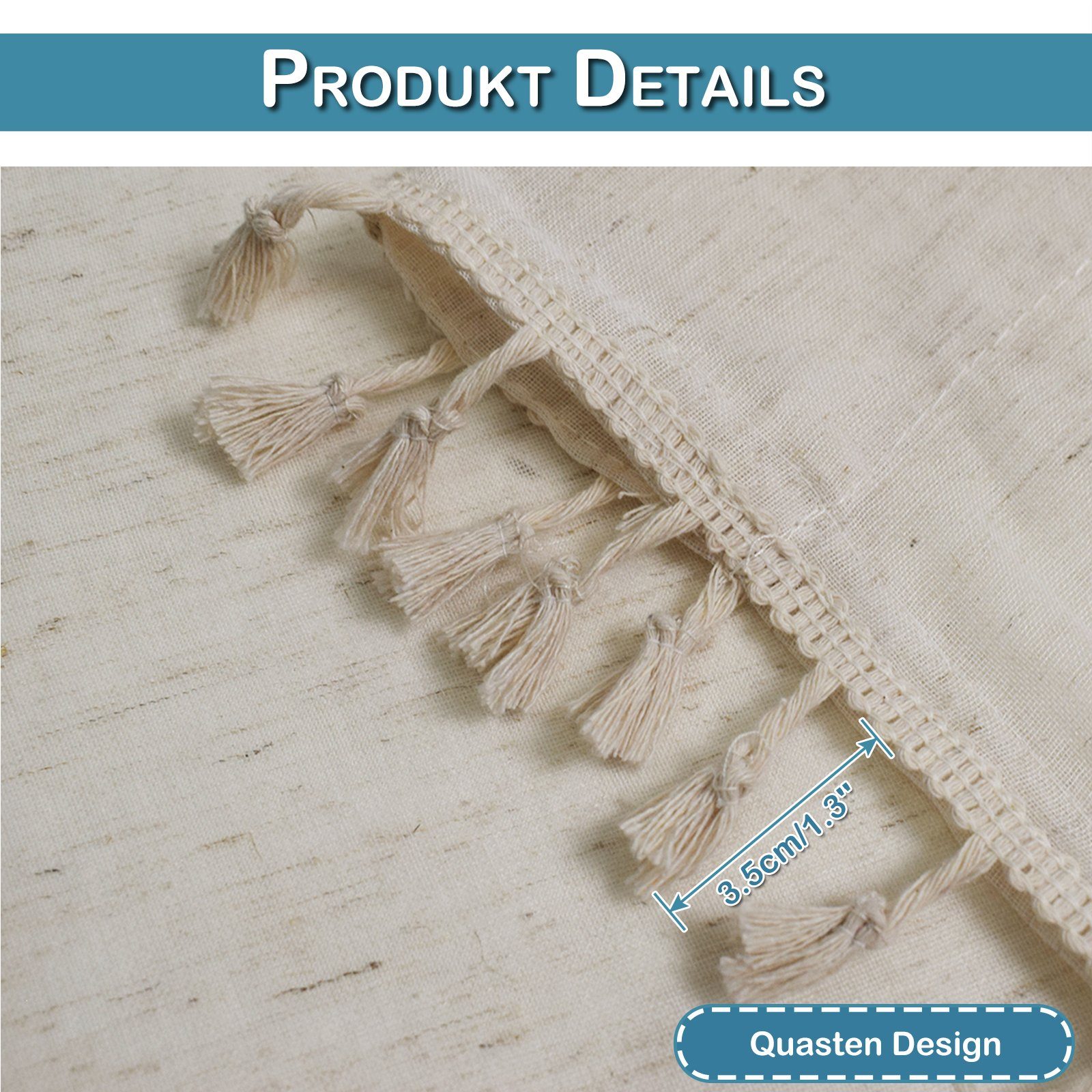 Schiebegardine Retro Vorhänge mit Quasten,Voile Gardinen Boho Vorhänge, BTTO, (1 St), transparent, mit Stangedurchzug, Bistrogardine, für Wohnzimmer Schlafzimmer