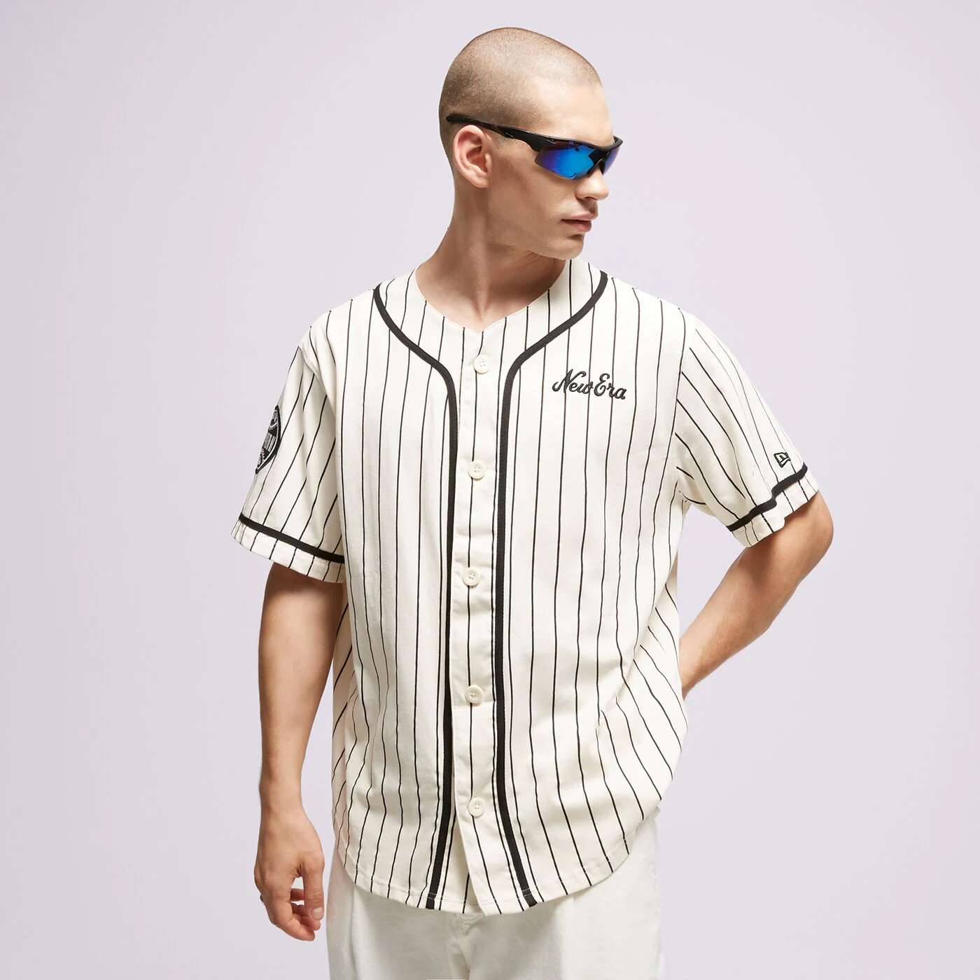 NEW ERA T-SHIRT NE PINSTRIPE JERSEY NONE Weiß