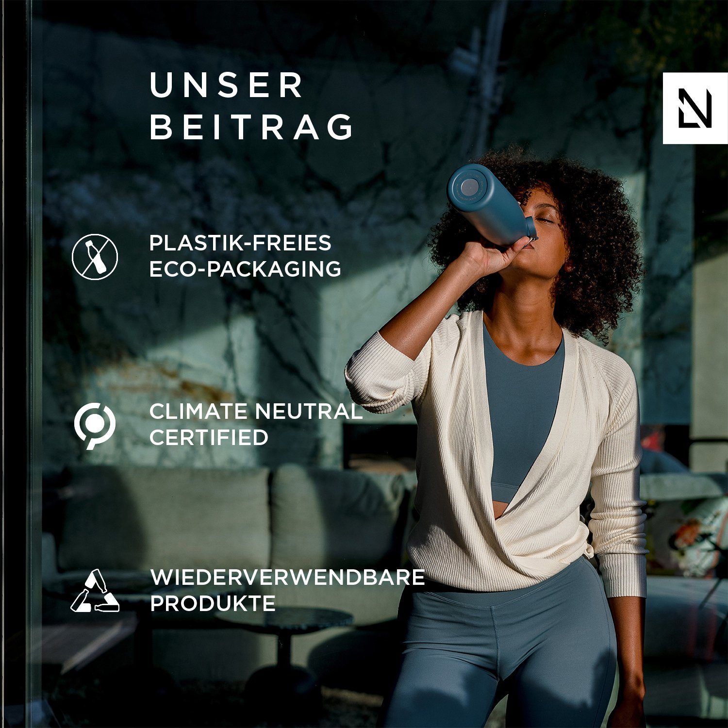 LARS NYSØM Isolierflasche Bølge, BPA-Freie Thermosflasche Kohlensäure geeignet