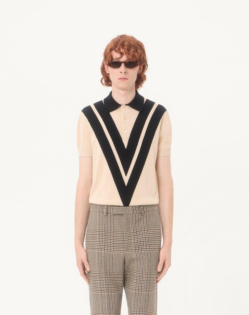 Valentino katoenen poloshirt met ingelegde V-vorm