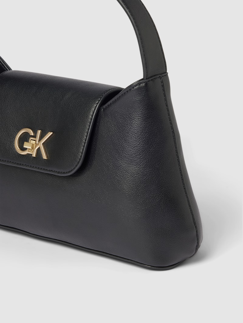 Handtasche mit Label-Applikation Modell 'RE-LOCK' in schwarz