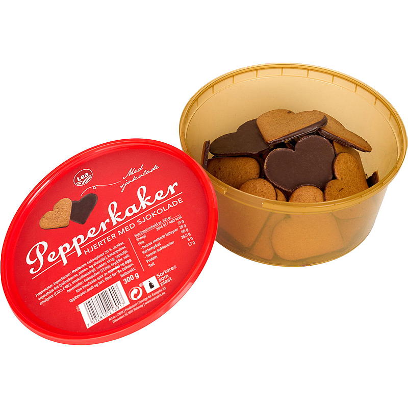 Lea Pepperkakehjerter m/sjokolde 300 g