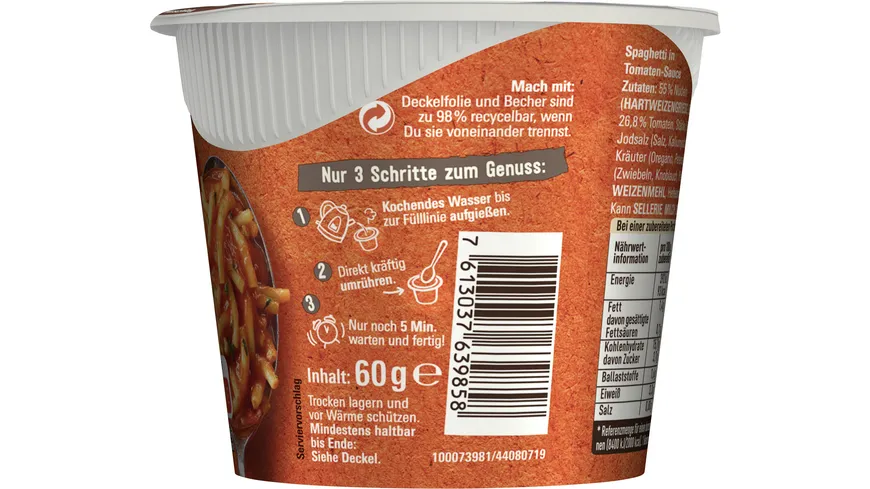 MAGGI 5 Minuten Terrine Spaghetti in Tomatensauce 60 g
