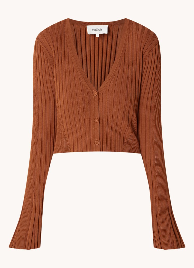 ba&sh Pusha rib knitted crop top with button detail
