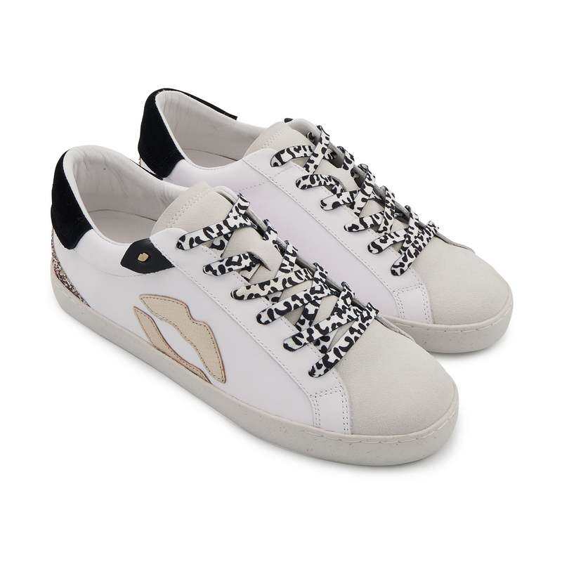 Baskets en cuir Colette blanc snake rose gold