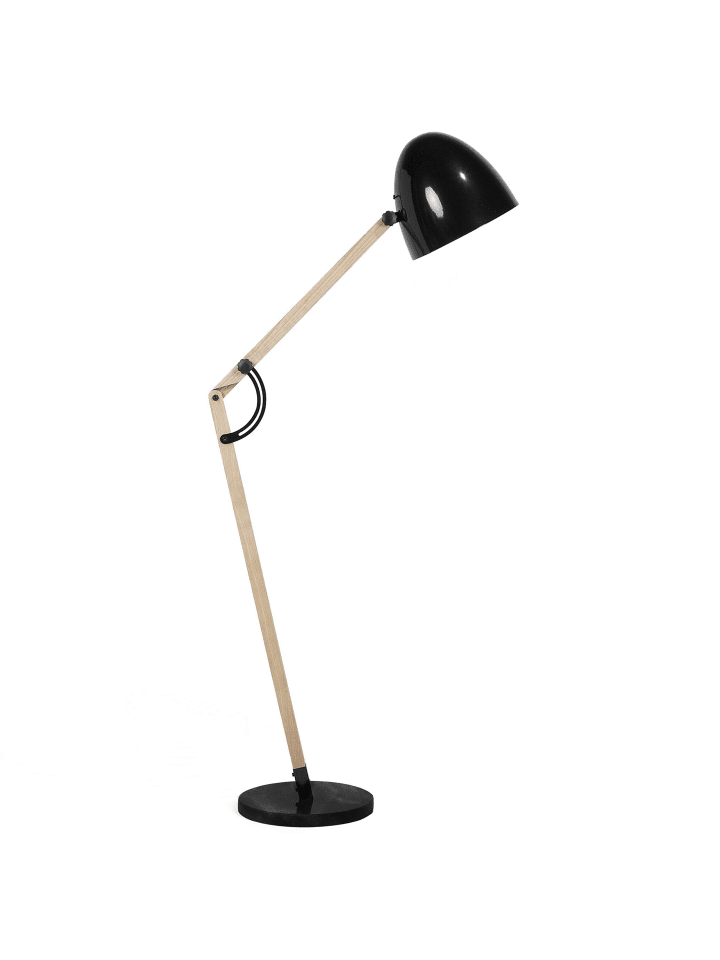 Beliani Stehleuchten HETTON in Schwarz/Heller Holzfarbton/Gold günstig kaufen onesize