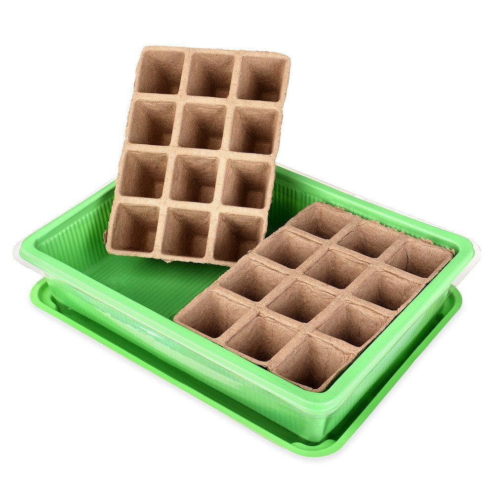 Schramm Frühbeet Schramm® 6 Stück Anzucht Set Gewächshaus Anzucht Schale Töpfe Zimmergewächshaus 27 x 19 x 11 cm für 144 Anzuchttöpfe Anzuchtset Mini-Gewächshaus