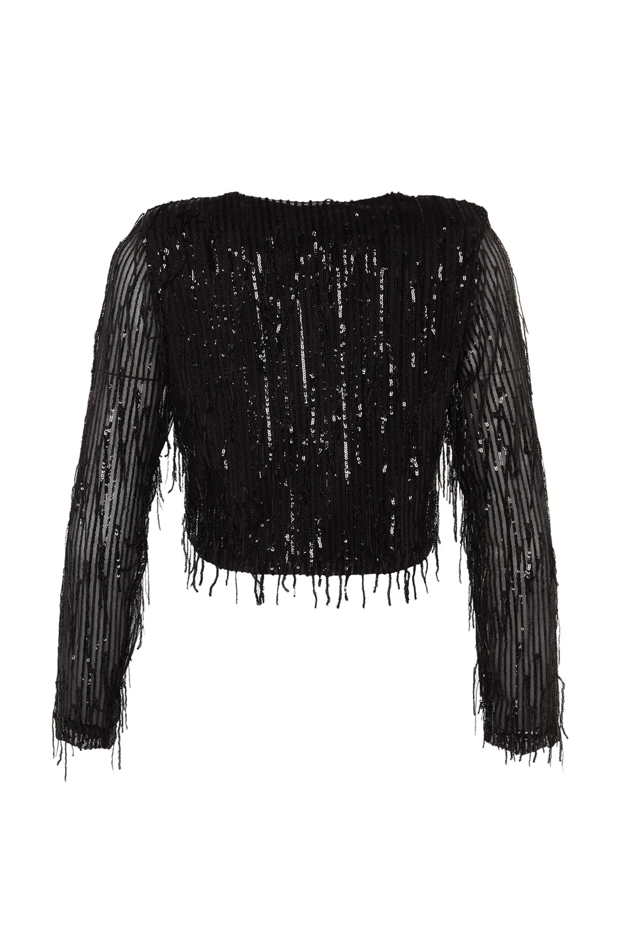 Trendyol Collection  Schwarze gefütterte Jacke mit Glitzerpailletten TPRSS23CE00017