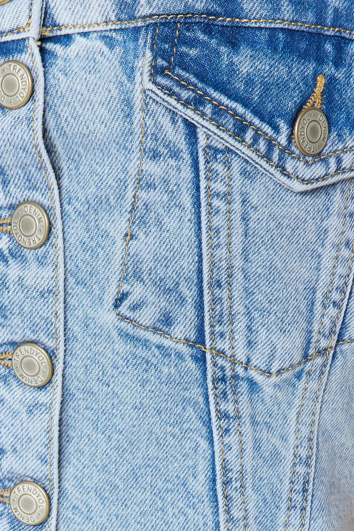 Trendyol Collection  Trägerloses Denim-Bustier mit blauen Nähten und detaillierten Nähten TWOSS23BS00008