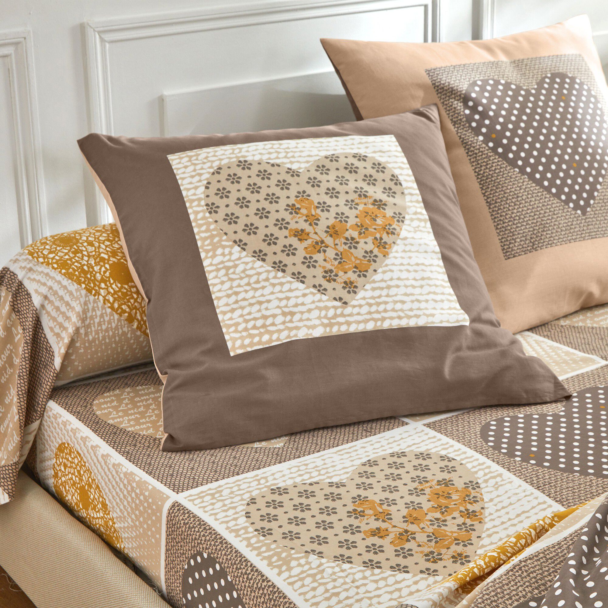 Linge de lit Lovely en coton imprimé coeurs