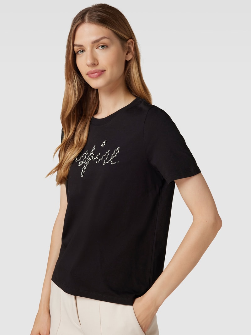 T-Shirt mit Label-Stitching in schwarz