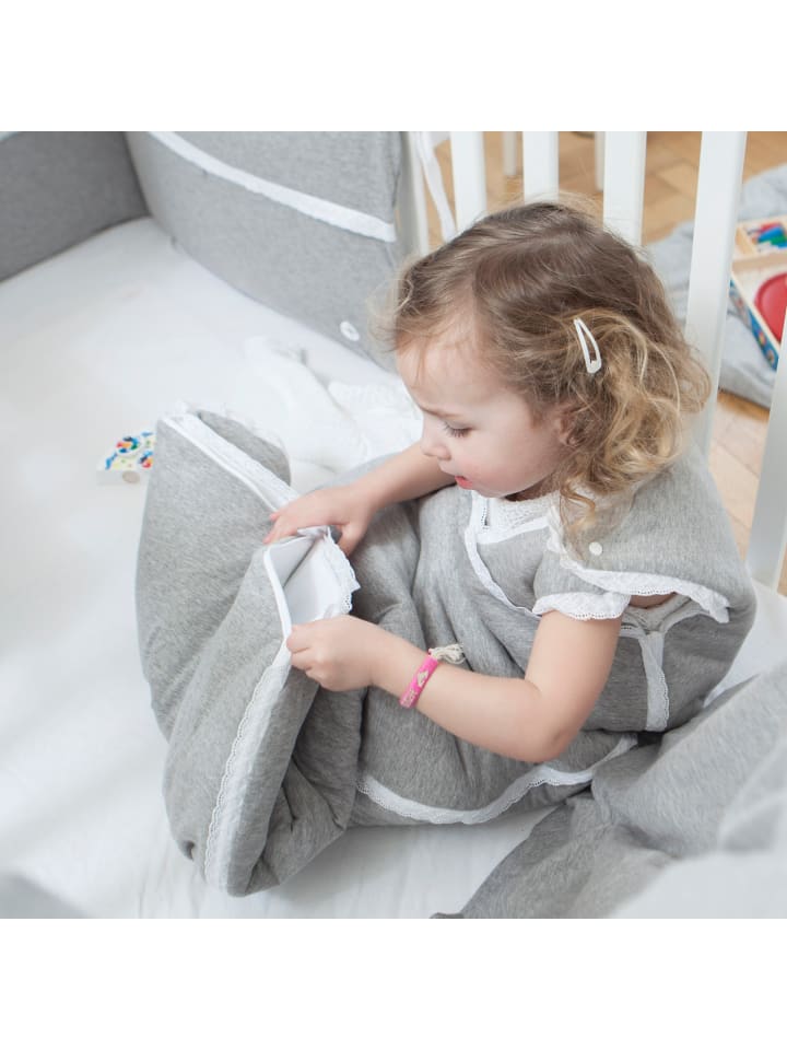 nordic coast company  Baby Schlafsack Grau mit Spitze günstig kaufen