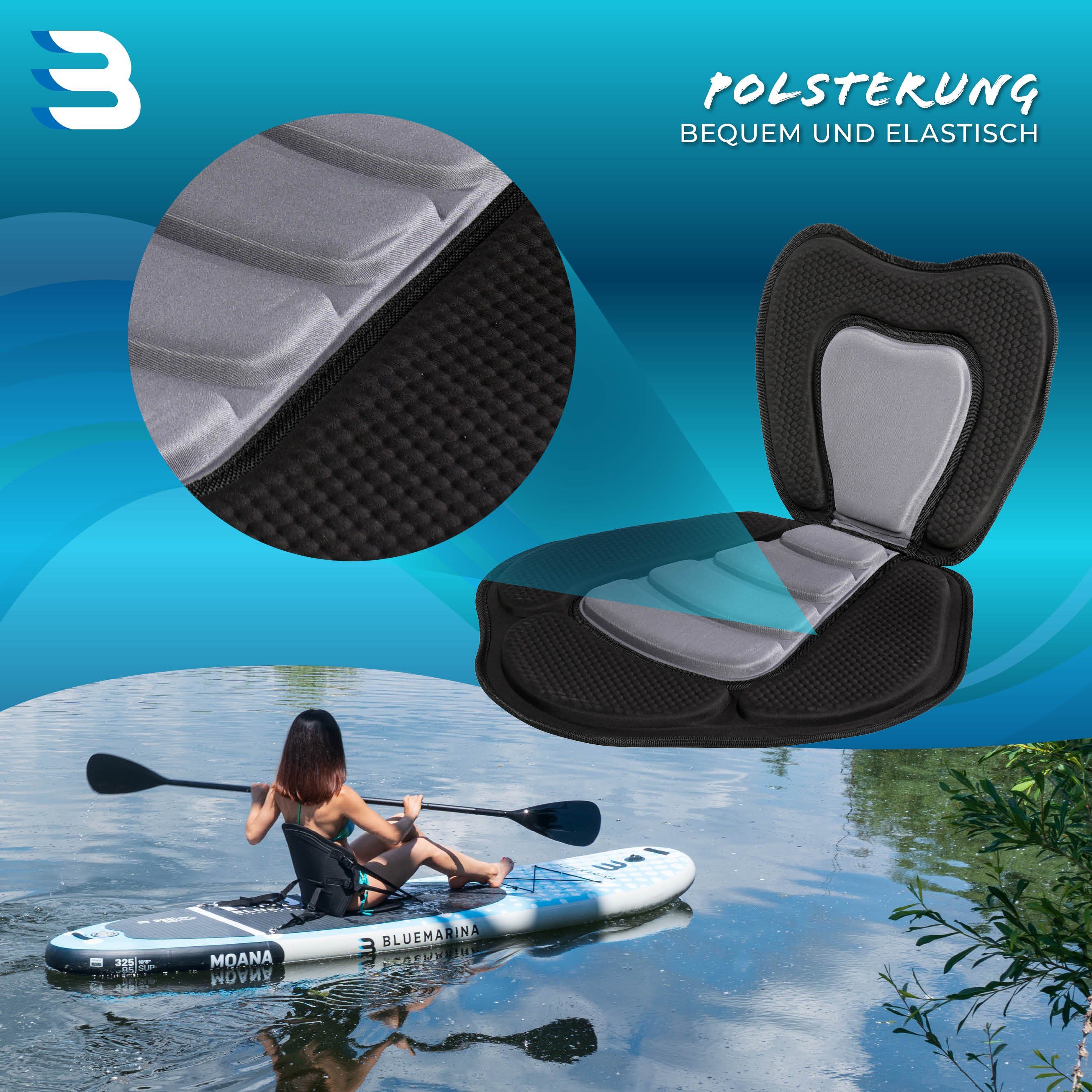 Bluemarina SUP-Board Bluemarina SUP-Sitz, (1 tlg), 2er Set - SUP-Sitz - Stand Up Paddle-Sitz - Kajak Sitzkissen