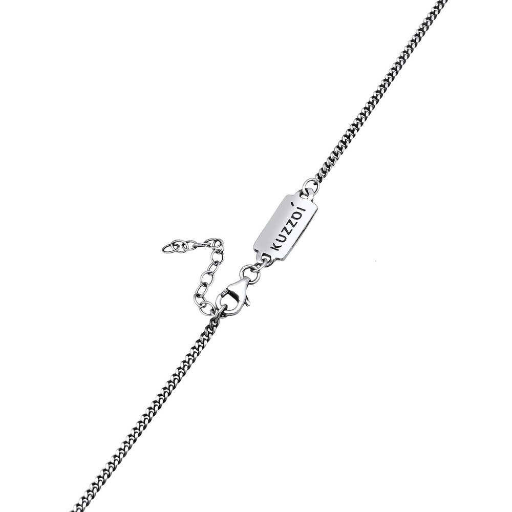 KUZZOI KUZZOI Collier Pendentif homme pièce chiffres romains en argent 925 sterling oxyd collier