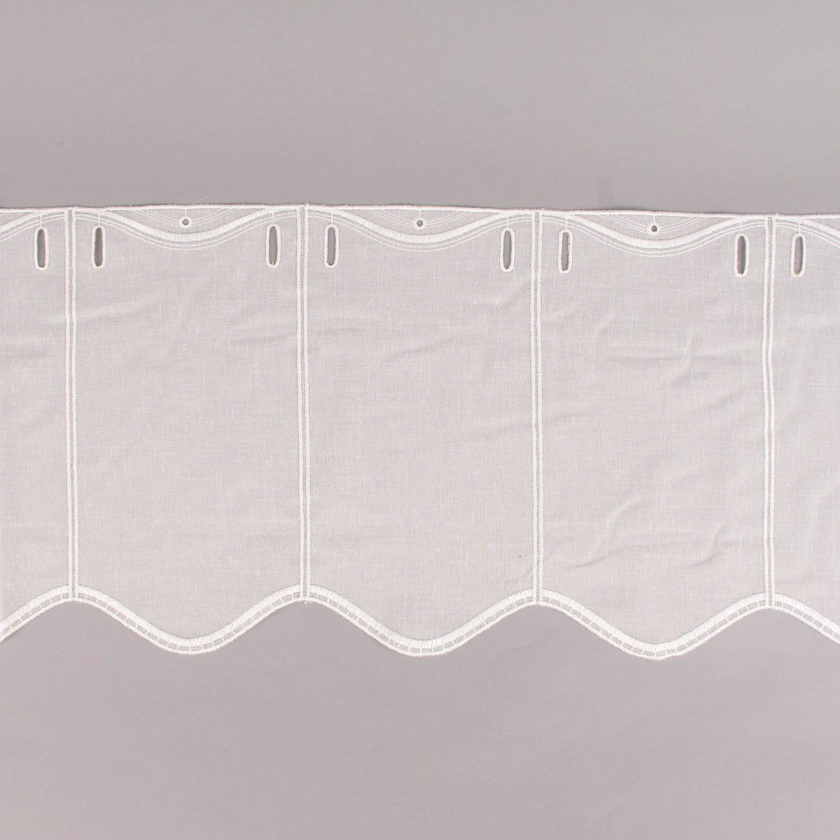 Meterware Scheibengardine nähfrei Stickerei Leinenlook ecru 30cm, SCHÖNER LEBEN., leicht perforiert, Stickerei/Stickstoff, bestickt, pflegeleicht
