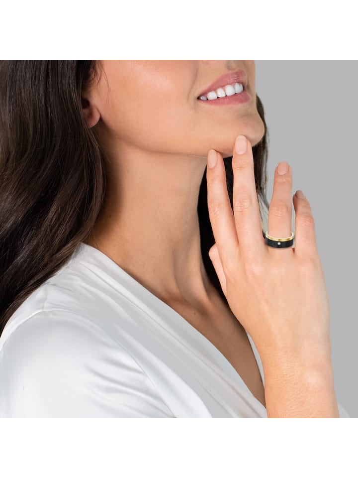 Trilani Ring Edelstahl gelbgold Zirkonia weiß in gelbgold günstig kaufen