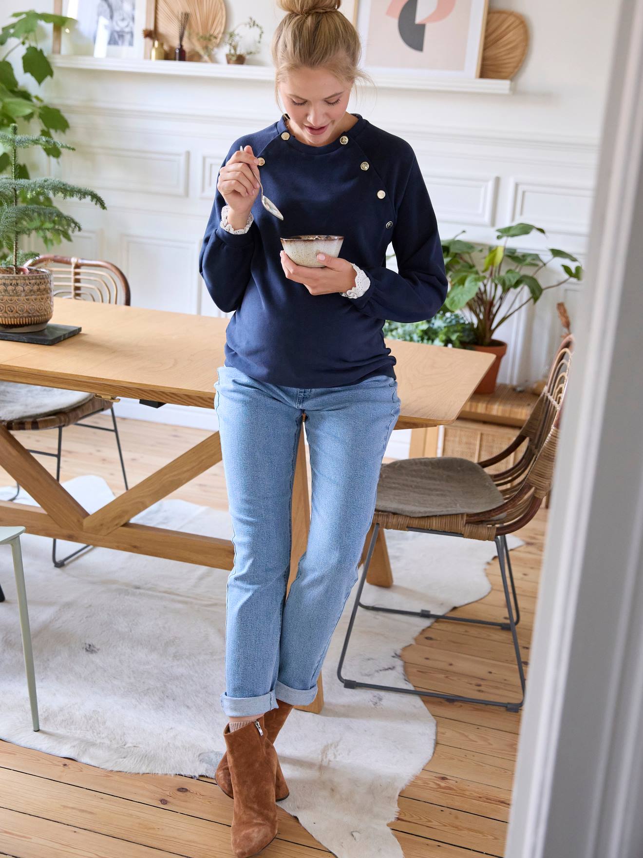 Sweat molleton grossesse et allaitement camel